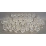 A Set of Ten Cut Glass Wine Glasses together with a collection of other Glassware,