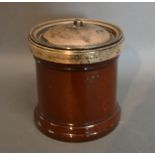 A Birmingham Silver Mounted Tobacco Jar of cylindrical form
