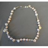 A Pink Pearl Necklace with Silver Clasp