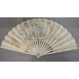 A 19th Century Mother of Pearl and Silk Leafed Fan,