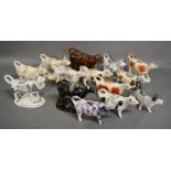 A Collection of Fourteen Cow Creamers to include 19th Century and Staffordshire
