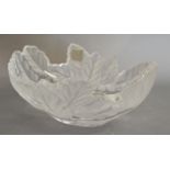 A Lalique Chene Oval Frosted Glass Bowl, etched Lalique, France, 19.