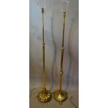 An Edwardian Brass Adjustable Lamp Standard together with another similar