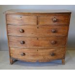 A 19th Century Mahogany Bow Fronted Chest of two short and three long drawers with knob handles,