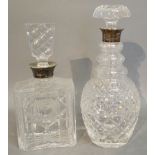 A Birmingham Silver and Cut Glass Decanter with Stopper,