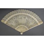 An Early 19th Century Chinese Carved Ivory Brise Fan,