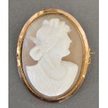 A 9ct. Gold Mounted Oval Cameo Brooch de