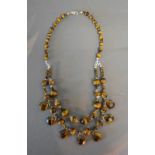 A Tiger's Eye Double Necklace with silve