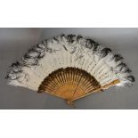 An Ornate Feather Fan with three differe