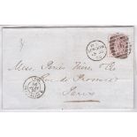 London 1876-Wrapper London-Paris with London District post cancel(16) for Chigwell, Victoria