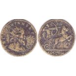 Roman-Postumus - Large bronze medallion Rev, archer Aboard chariot, grade AF