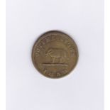 Ceylon 1839 Token A & B Scott and Co, Colomno Coffee Store, Elephant at centre, rev Stag at