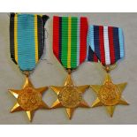 The Arctic Star, Air Crew Europe star and Pacific Star all late issue large Ring Examples.