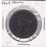 Great Britain 1863/1-Victoria Penny, (VF) scarce.