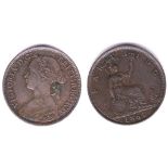 Great Britain 1861 Victoria Farthing GEF/AUNC nicely toned.