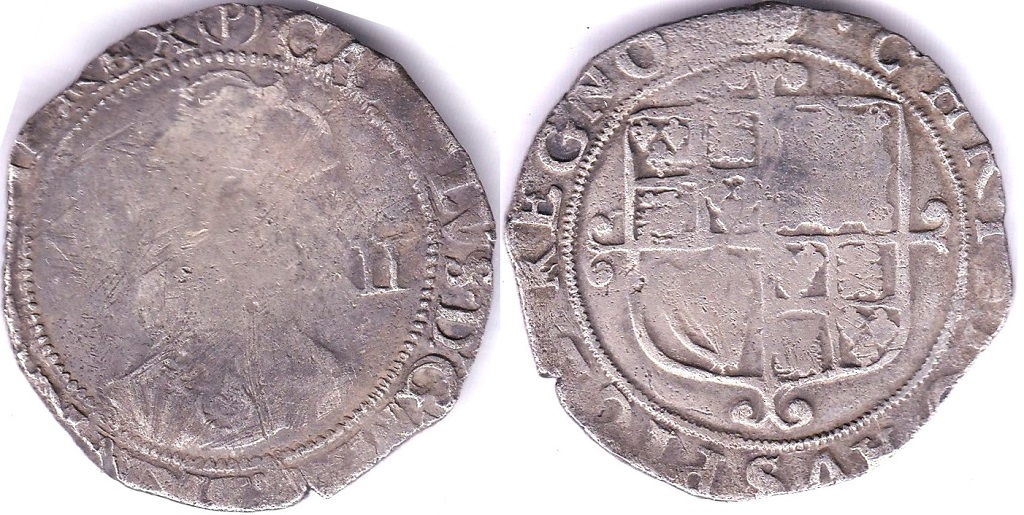 1643-4 Charles I-Shilling, MM (p) tower mint under parliament (S2800) N/F