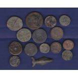 Roman - Bronze Coins (14) A small group of Roman bronze coins including an AS of Domitian, a small