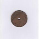 Ceylon (ND) Copper token, J.M. Robertson and Co/Colombo, V.V.M.M at Centre, (Penny Size) Scarce, VF