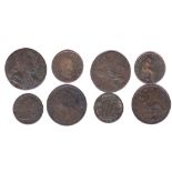 Great Britain 1775, 1863 (scarce) Farthings; 1835 and 1868 1/3 Farthings AF/NVF. (4)