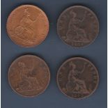 Great Britain Pennies - 1891-92, 1893 (AUNC), 1894 (4).