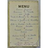 Dinner Menu-Written signed by Edouard.