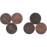 Great Britain 1864. 1875 and 1892 Pennies NF to Good Fine. (3)