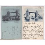 London - Tower Bridge two early cards used 1899 and 1901