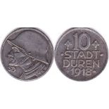 Germany (Stadt Duren) 1918 10 Pfenning, VF, Steel