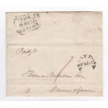 Scotland 1828 EL-Local Edinburgh with unboxed Duke Street, and a boxed timed strike, penny post paid