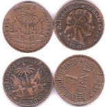 Haiti 1881-Centime(KM42)AUF, 1886A Centime(KM48)GVF(2)