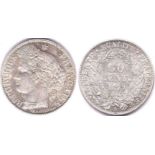France 1872A 50 Centimes, KM834.1, UNC choice