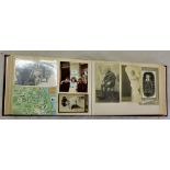 Family Photo album Victorian period onward containing many military photographs and postcards from