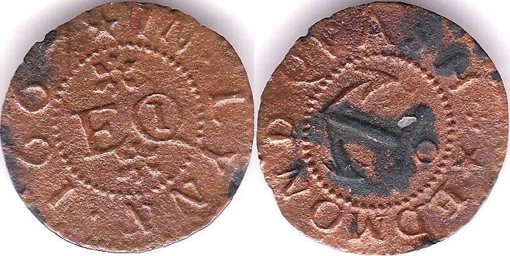 Token Norfolk 1667 Lynn Farthing Token, Edmund Quash/Anchor, 1667 in Lynn/ E.Q at centre, Fine+,