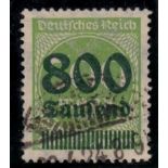 Germany 1923 800T inflation opt on 500m yellow-green fine used SG 300 Mi 307 rare Cat £2000