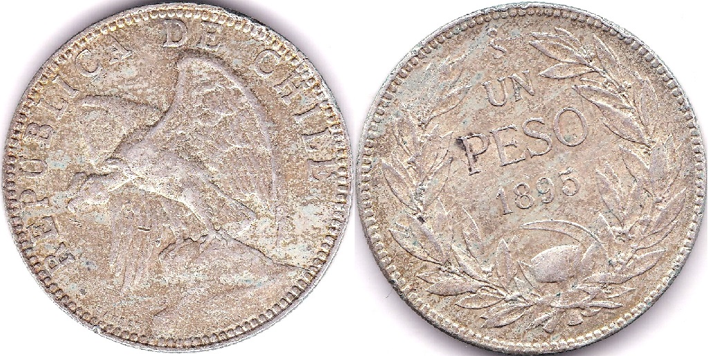 Chile 1895-Peso,(KM152.1)EF, nice example