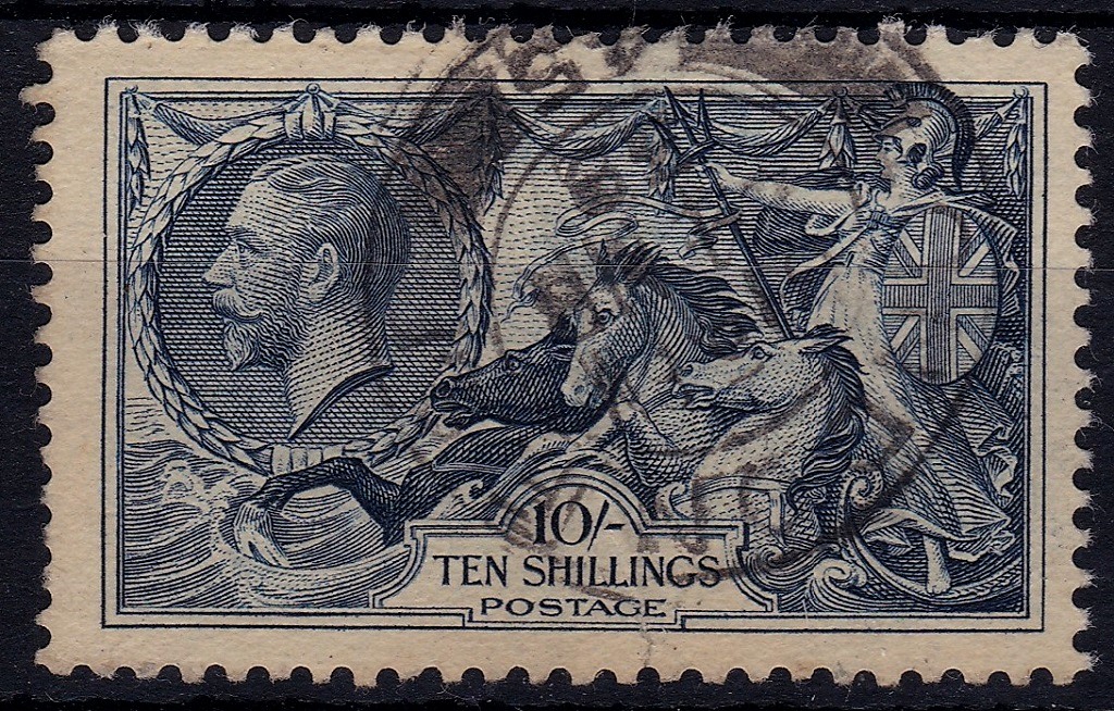 Great Britain 1934 10/- indigo, SG 452, fine used, re-engraved