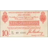 Treasury - 10/- white red 1915 H1 ^8 85805 Bradbury VF++ T12