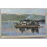 Windermere Ferry Boat, 1906 used colour postcard by Abrahams, very fine Lakeside 'C' date stamp