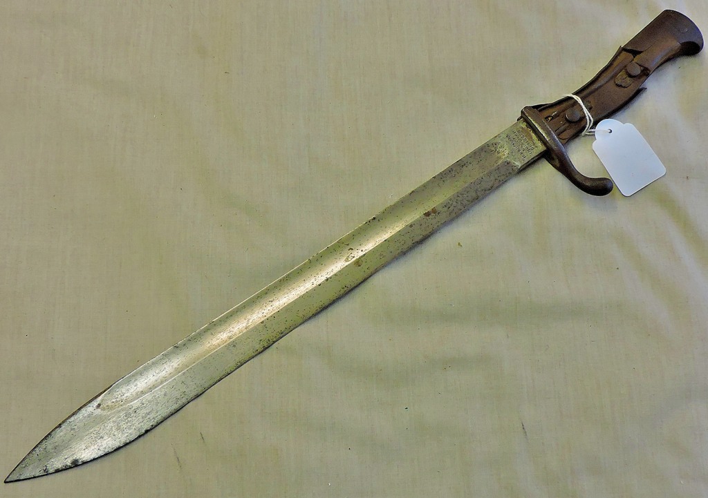 German WWI Butchers Bayonet, the handle appears to have been crushed by something such as a tank