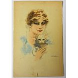 Glamour-Usable(Luis)- a glamorous lady holding + cat, small lower tear