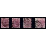 Great Britain 1873/80 3d rose, watermark spray, plates 11, 12,14 & 19, good used range, SG 144