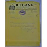 London 1911 R T Lang Ltd engraved letter heading Adverts