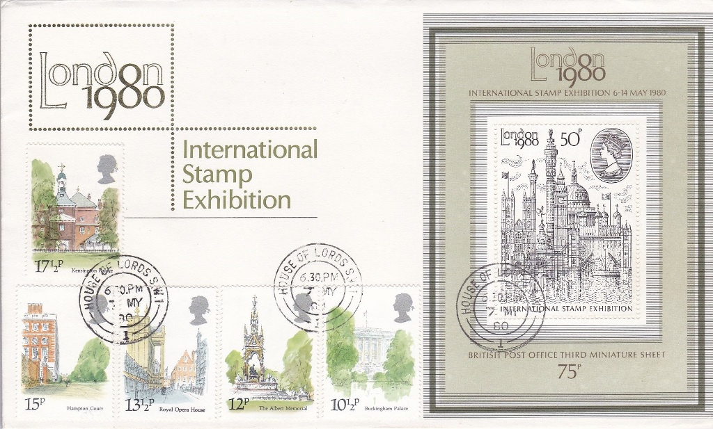 Great Britain - 1980 7th May London 1980 min sheet and London hand marks. FDC. Unaddressed.