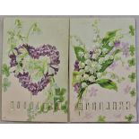 Greetings/Mechanical - two beautiful flower cards with Good Luck/Betain changake Letters. Milton (