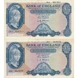 England - £5 Blue Britannia 1961 J04 860501 O'Brien VF+ B280 England - £5 Blue Britannia 1961 J04