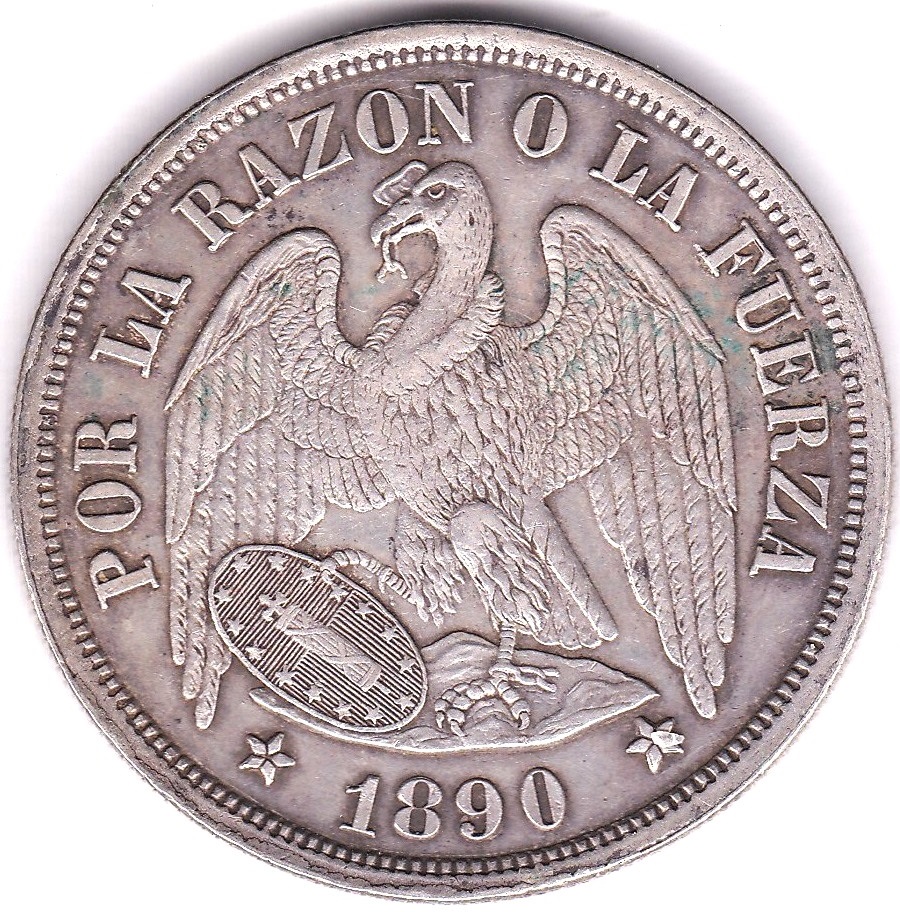 Chile 1890-Peso(KM142.1)GVF - Image 3 of 3