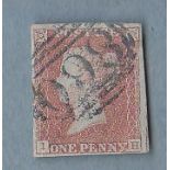 Great Britain 1841 1d red SG 8p fine 4 margins complete 860 numeral in blue cat £175