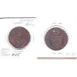 Great Britain 1795 Token - Bury Halfpenny, Obv. Arms/ Success to the Plough and Fleece, rev. DP (