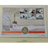 2008-Great Britain-Safety at sea, sea with Isle of Man crown coin, mercury first day cover