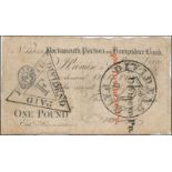 Provincial - Portsmouth Portsea and Hampshire Bank £1 august 1817